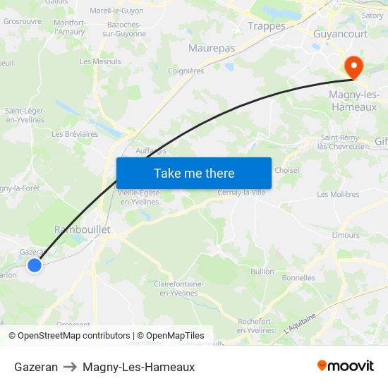 Gazeran to Magny-Les-Hameaux map