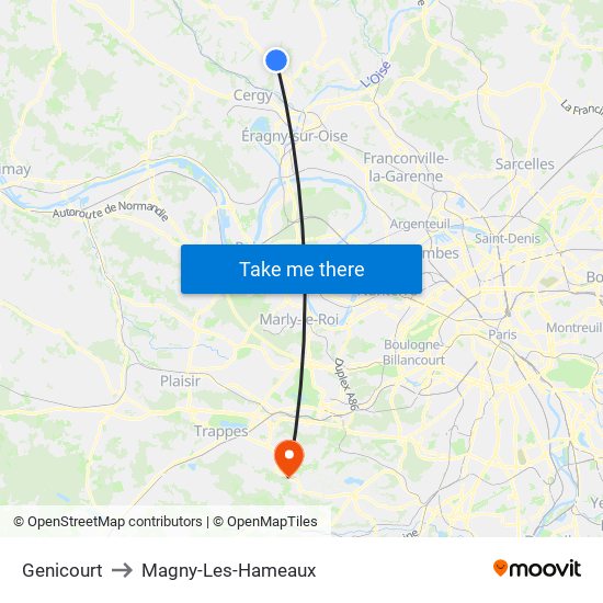 Genicourt to Magny-Les-Hameaux map