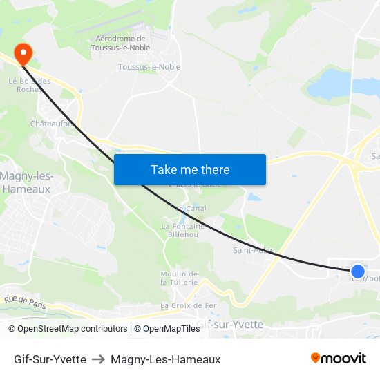 Gif-Sur-Yvette to Magny-Les-Hameaux map