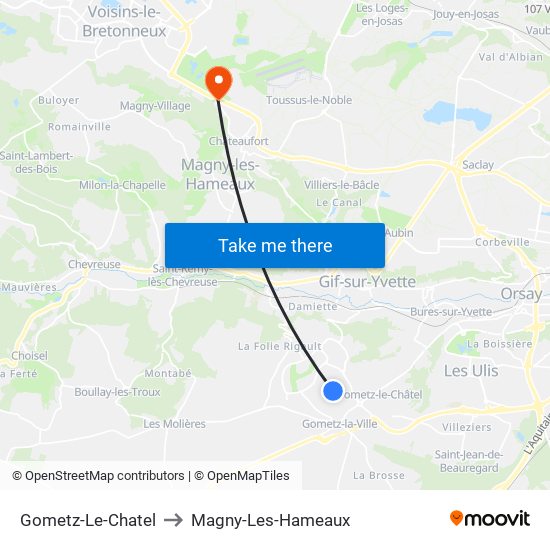 Gometz-Le-Chatel to Magny-Les-Hameaux map