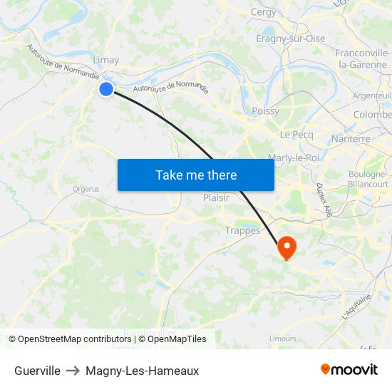 Guerville to Magny-Les-Hameaux map