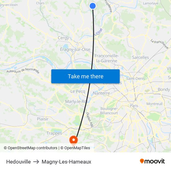 Hedouville to Magny-Les-Hameaux map