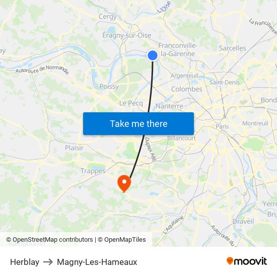 Herblay to Magny-Les-Hameaux map