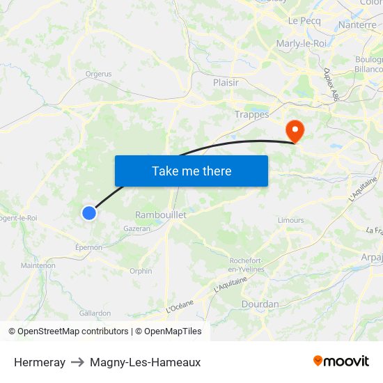 Hermeray to Magny-Les-Hameaux map