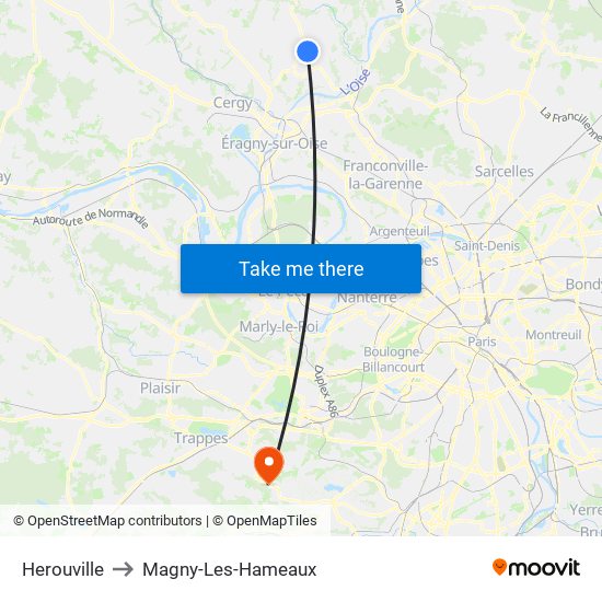 Herouville to Magny-Les-Hameaux map