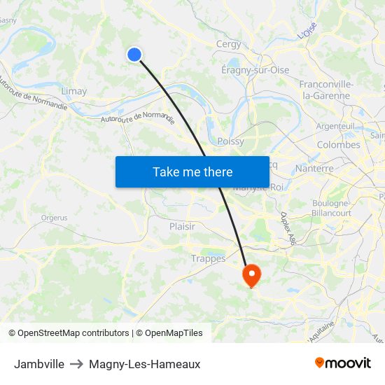 Jambville to Magny-Les-Hameaux map