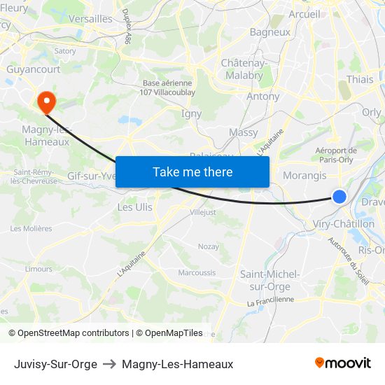 Juvisy-Sur-Orge to Magny-Les-Hameaux map