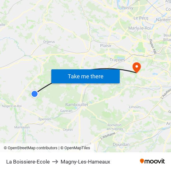 La Boissiere-Ecole to Magny-Les-Hameaux map