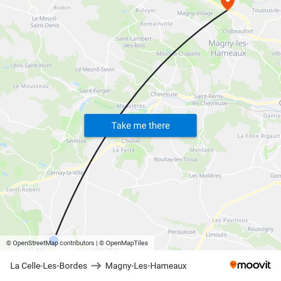 La Celle-Les-Bordes to Magny-Les-Hameaux map