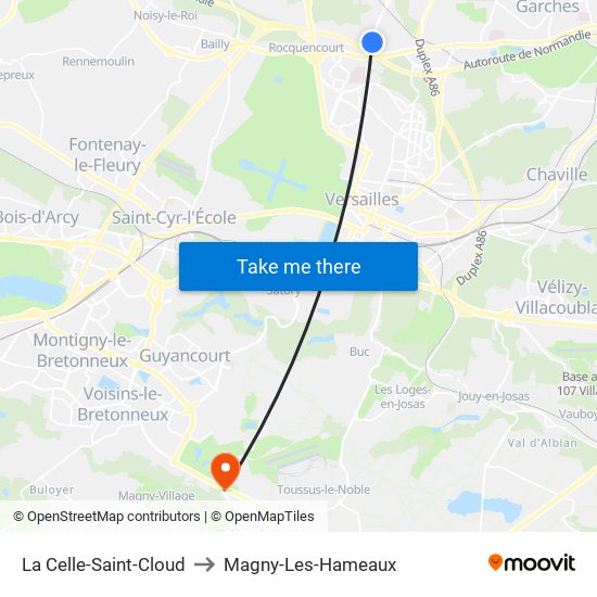 La Celle-Saint-Cloud to Magny-Les-Hameaux map