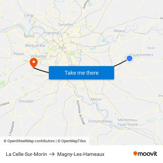 La Celle-Sur-Morin to Magny-Les-Hameaux map
