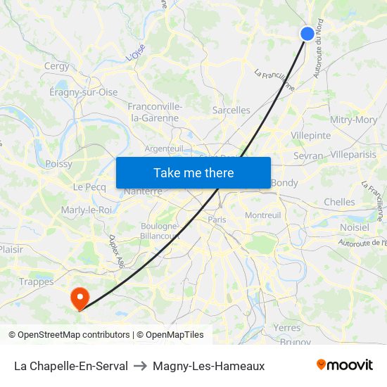 La Chapelle-En-Serval to Magny-Les-Hameaux map