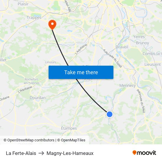 La Ferte-Alais to Magny-Les-Hameaux map