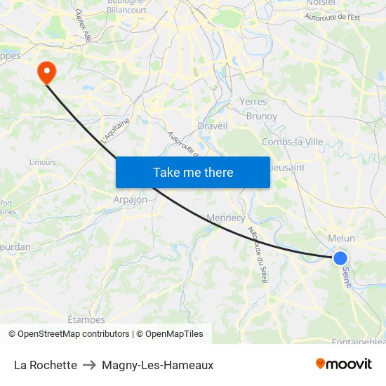 La Rochette to Magny-Les-Hameaux map