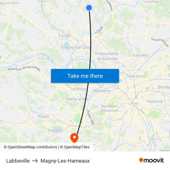 Labbeville to Magny-Les-Hameaux map