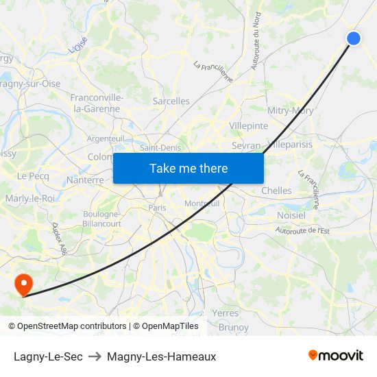 Lagny-Le-Sec to Magny-Les-Hameaux map