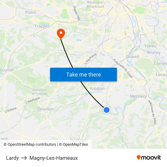 Lardy to Magny-Les-Hameaux map