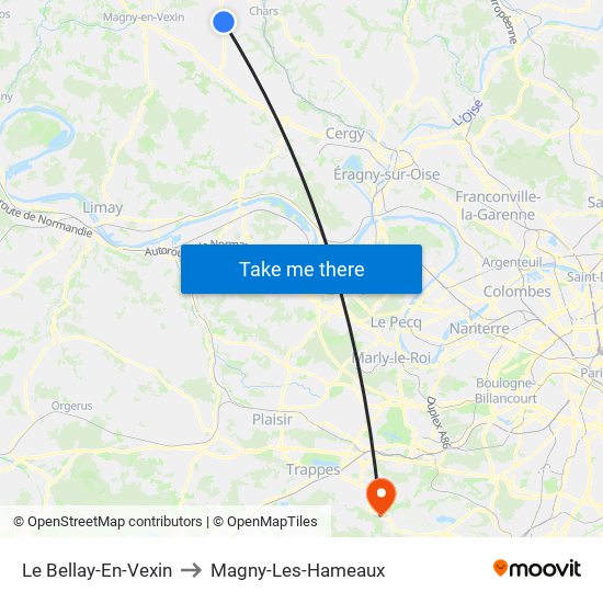 Le Bellay-En-Vexin to Magny-Les-Hameaux map