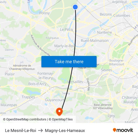 Le Mesnil-Le-Roi to Magny-Les-Hameaux map
