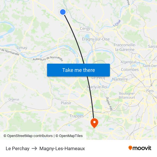Le Perchay to Magny-Les-Hameaux map