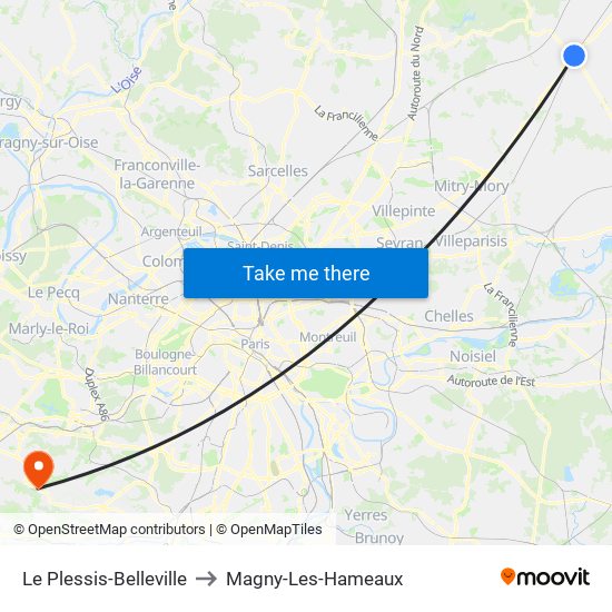 Le Plessis-Belleville to Magny-Les-Hameaux map