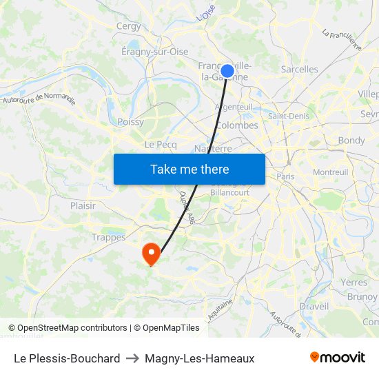 Le Plessis-Bouchard to Magny-Les-Hameaux map