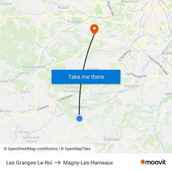 Les Granges-Le-Roi to Magny-Les-Hameaux map