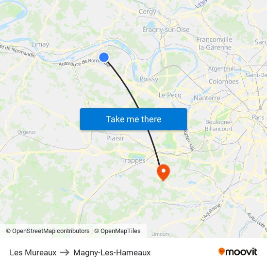 Les Mureaux to Magny-Les-Hameaux map