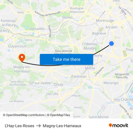 L'Hay-Les-Roses to Magny-Les-Hameaux map