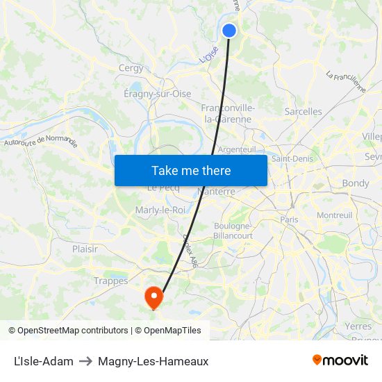 L'Isle-Adam to Magny-Les-Hameaux map