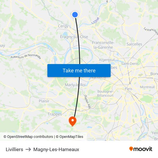 Livilliers to Magny-Les-Hameaux map