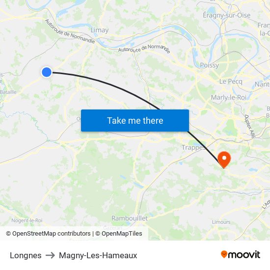 Longnes to Magny-Les-Hameaux map