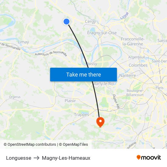 Longuesse to Magny-Les-Hameaux map