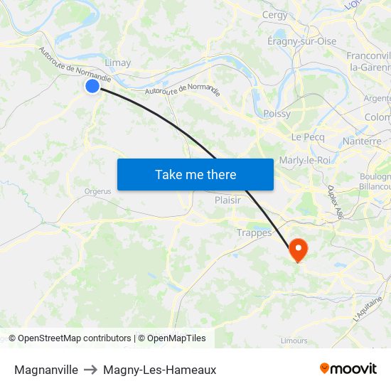Magnanville to Magny-Les-Hameaux map