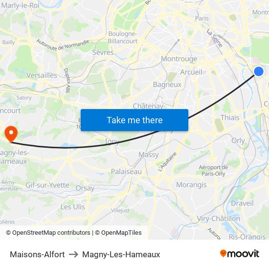 Maisons-Alfort to Magny-Les-Hameaux map