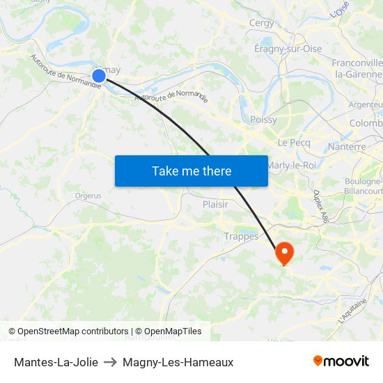 Mantes-La-Jolie to Magny-Les-Hameaux map