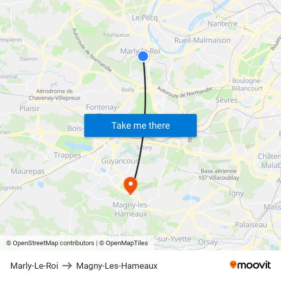 Marly-Le-Roi to Magny-Les-Hameaux map