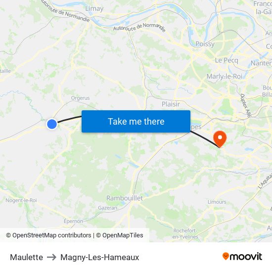 Maulette to Magny-Les-Hameaux map