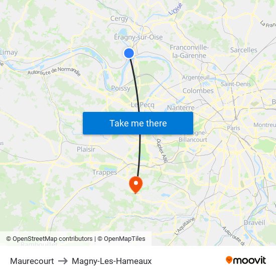 Maurecourt to Magny-Les-Hameaux map