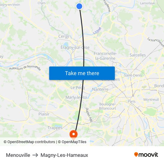 Menouville to Magny-Les-Hameaux map