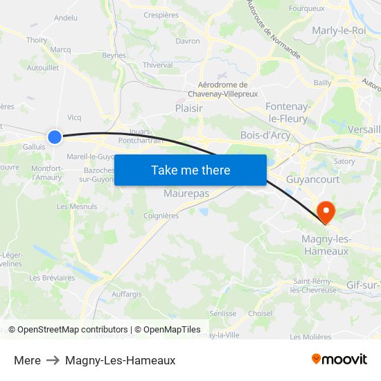 Mere to Magny-Les-Hameaux map