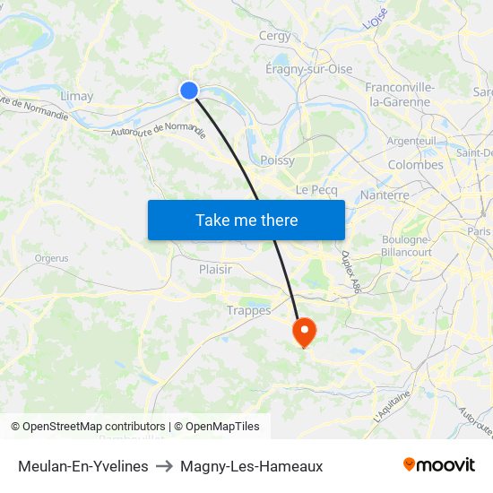 Meulan-En-Yvelines to Magny-Les-Hameaux map