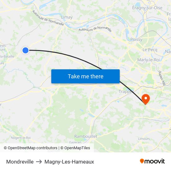 Mondreville to Magny-Les-Hameaux map