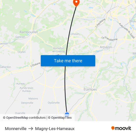 Monnerville to Magny-Les-Hameaux map