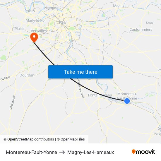 Montereau-Fault-Yonne to Magny-Les-Hameaux map