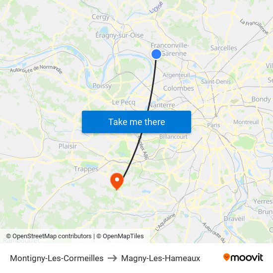 Montigny-Les-Cormeilles to Magny-Les-Hameaux map