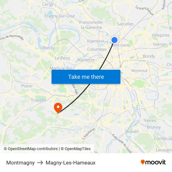 Montmagny to Magny-Les-Hameaux map