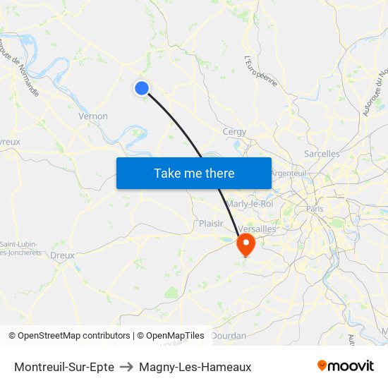 Montreuil-Sur-Epte to Magny-Les-Hameaux map