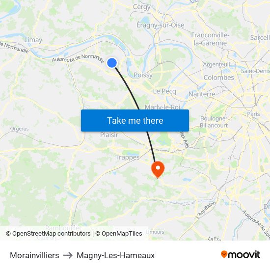 Morainvilliers to Magny-Les-Hameaux map