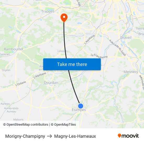 Morigny-Champigny to Magny-Les-Hameaux map